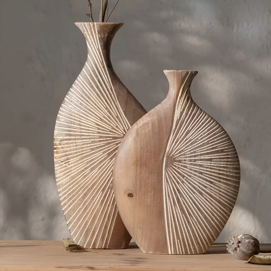 Soléa – Vase en bois sculpté artisanal et naturel