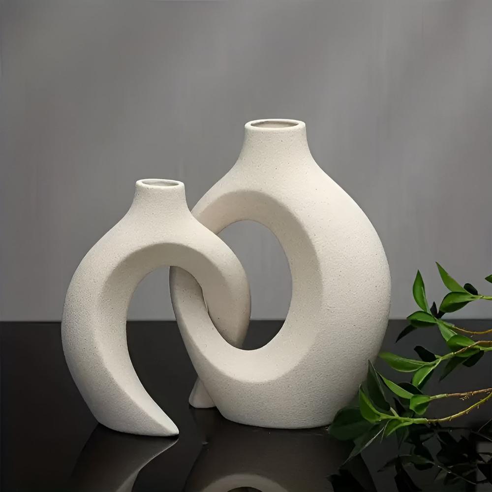 Lunara – Duo de vases en céramique minimalistes et sculpturaux