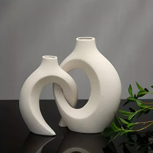 Lunara – Duo de vases en céramique minimalistes et sculpturaux