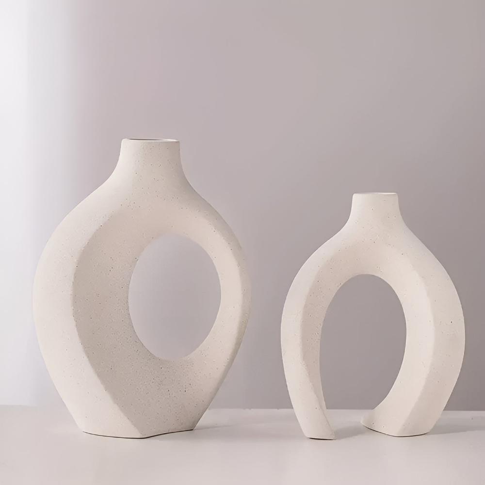 Lunara – Duo de vases en céramique minimalistes et sculpturaux