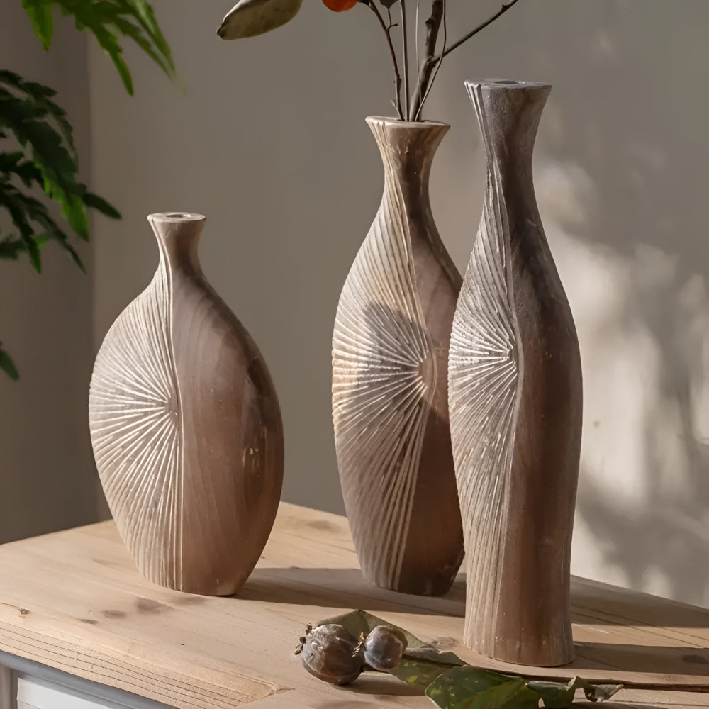 Soléa – Vase en bois sculpté artisanal et naturel