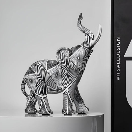 Orion – Statuette d’éléphant en résine texturée et contemporaine
