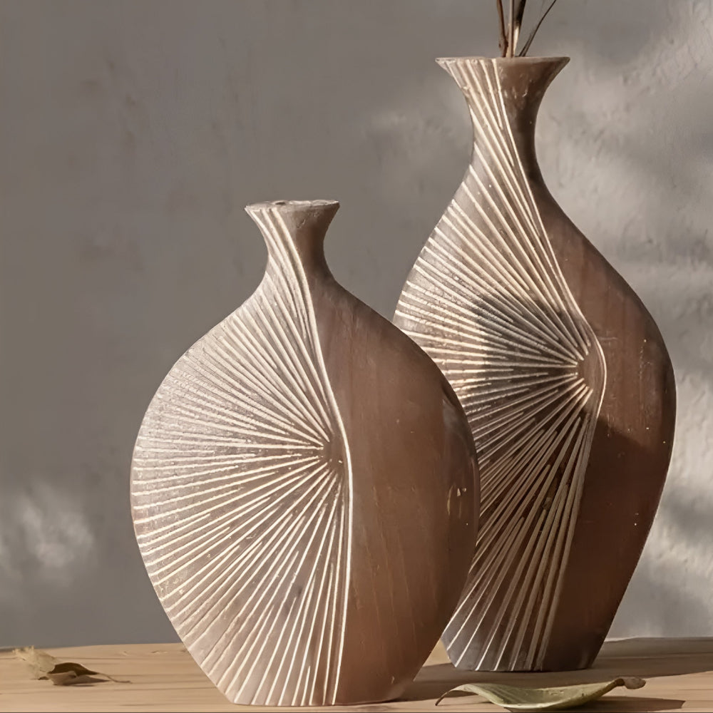 Soléa – Vase en bois sculpté artisanal et naturel
