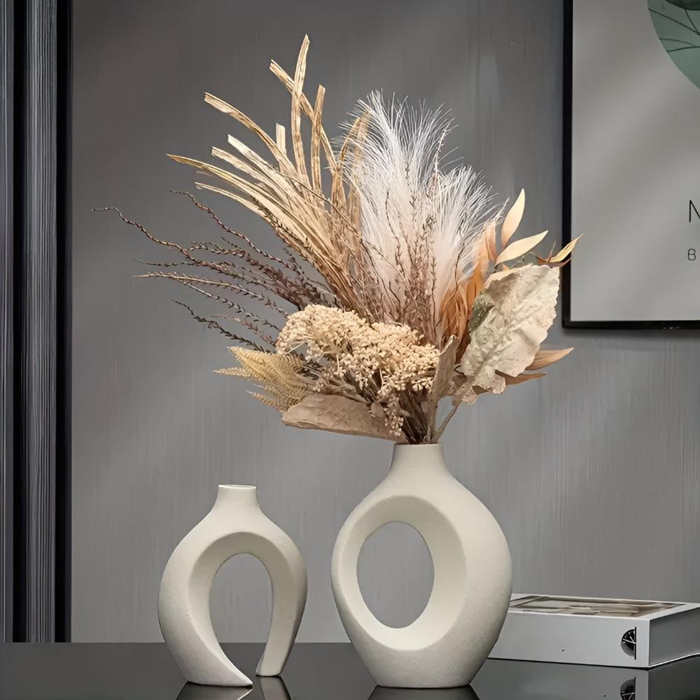 Lunara – Duo de vases en céramique minimalistes et sculpturaux
