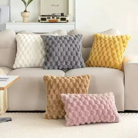 Solène – Housse de coussin texturée et moelleuse en tissu doux