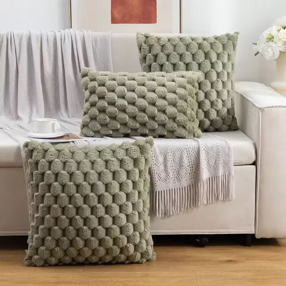 Solène – Housse de coussin texturée et moelleuse en tissu doux