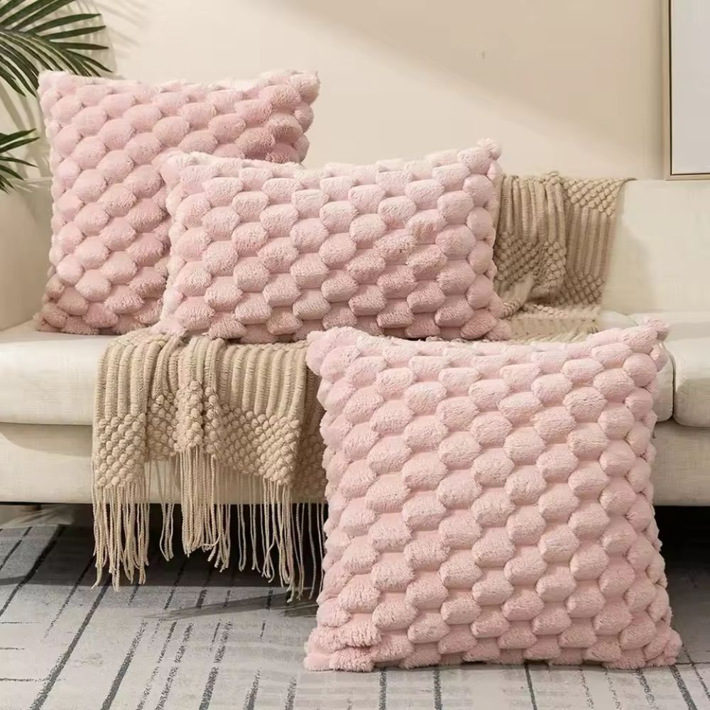 Solène – Housse de coussin texturée et moelleuse en tissu doux