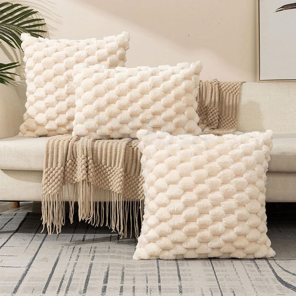 Solène – Housse de coussin texturée et moelleuse en tissu doux