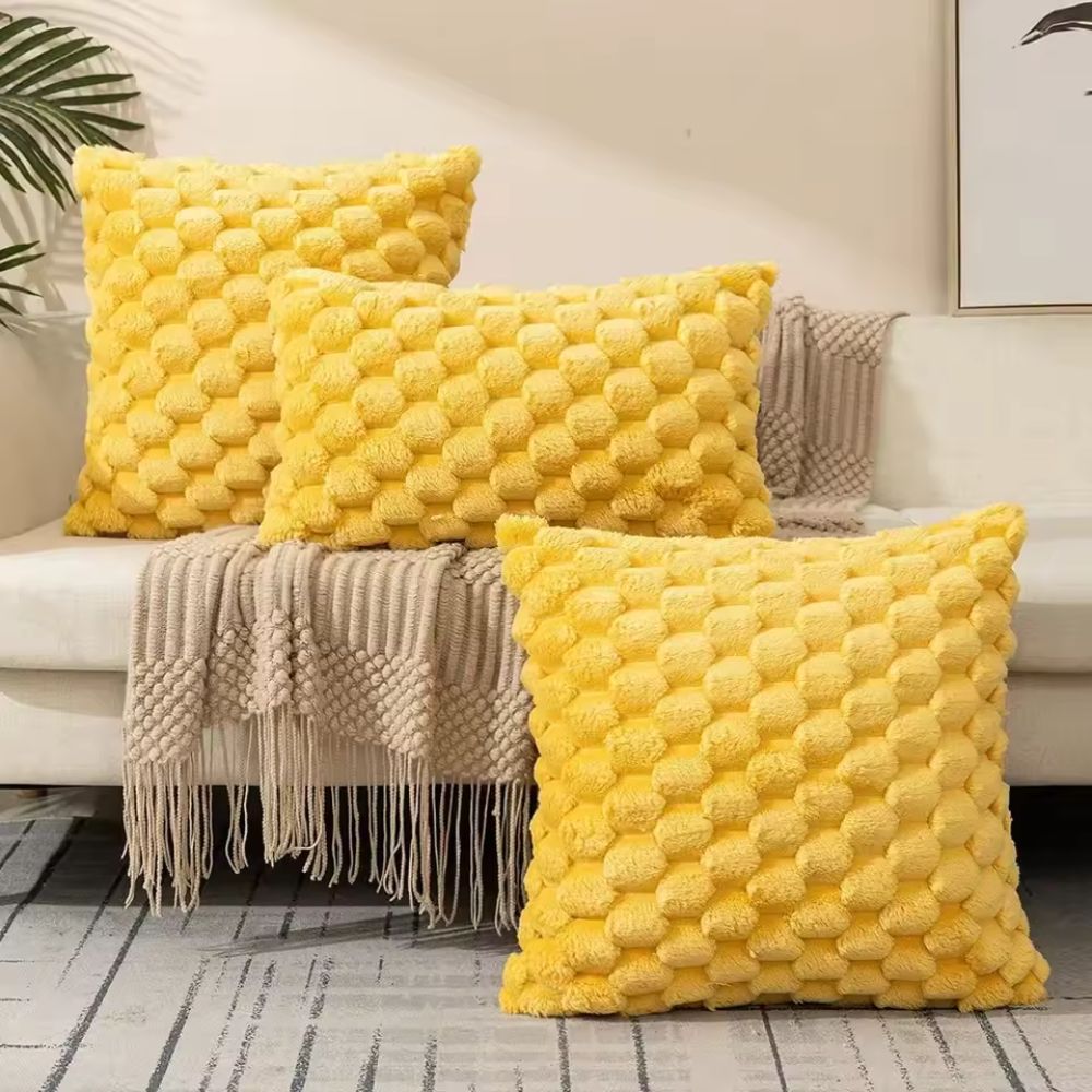 Solène – Housse de coussin texturée et moelleuse en tissu doux
