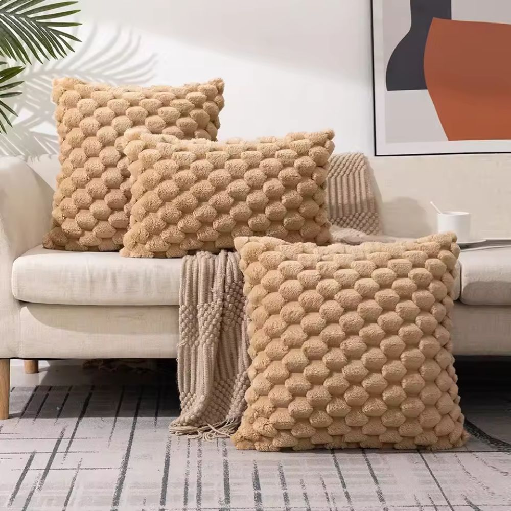 Solène – Housse de coussin texturée et moelleuse en tissu doux