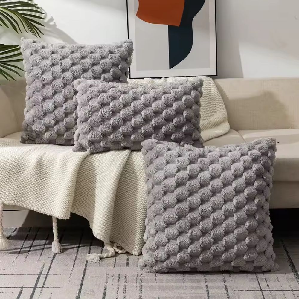 Solène – Housse de coussin texturée et moelleuse en tissu doux