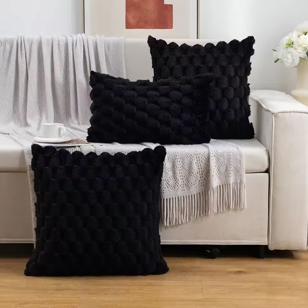 Solène – Housse de coussin texturée et moelleuse en tissu doux
